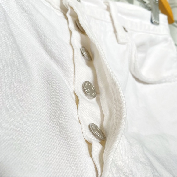 AGOLDE white PARKER high rise waisted frayed edge jean shorts - Picture 3 of 10